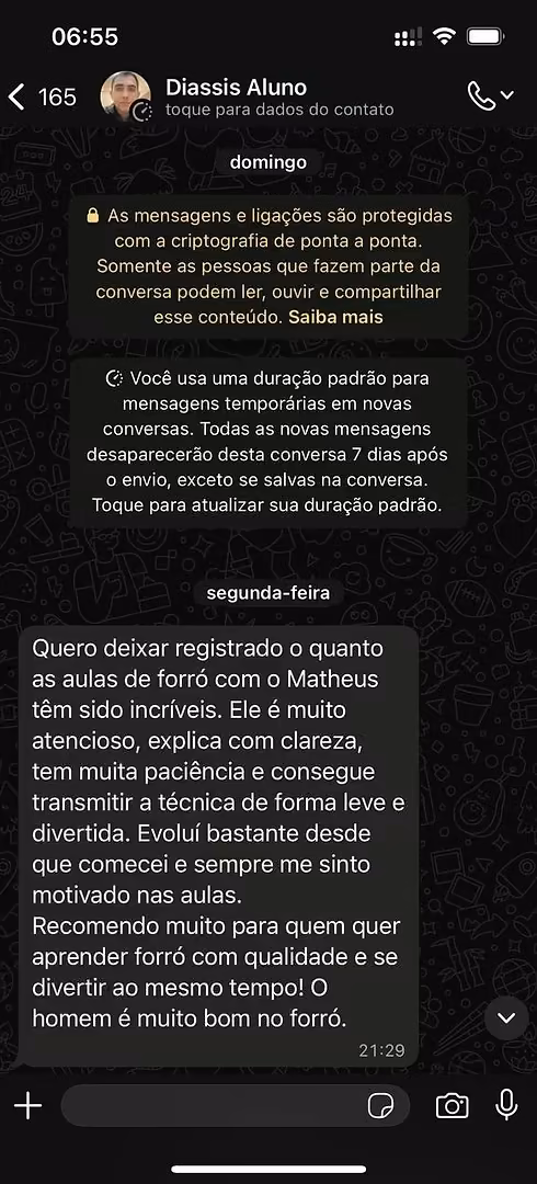 Depoimento de aluno